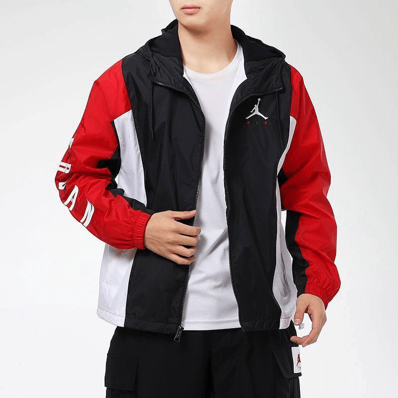 Jordan Patchwork Hoodie Jacket Black Red — фото 5