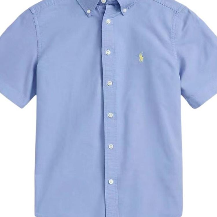 Ralph Lauren Polo Ralph Lauren SS24 Solid Logo Embroidered Shirt Blue Kids — фото 6