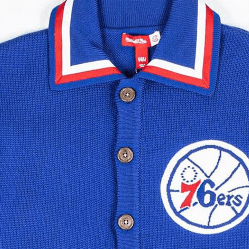 Mitchell & Ness x CLOT Retro Cardigan 76ers Blue — фото 2