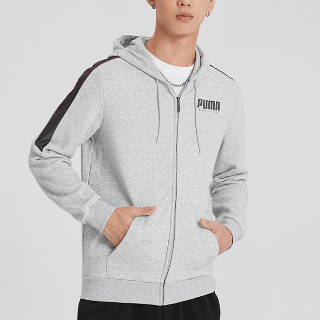 Puma Logo Hoodie Jacket Gray — фото 2