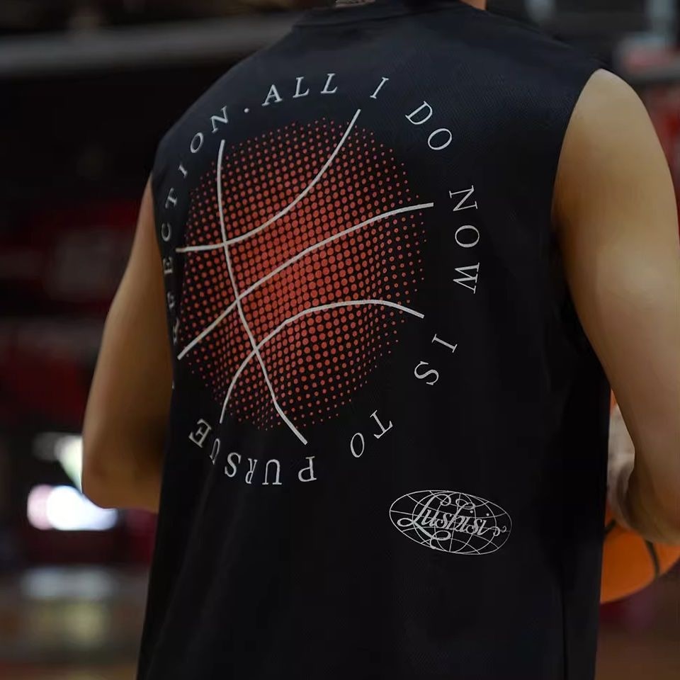 LUSHISI Sunset Loose Fit Basketball Jersey Black — фото 4
