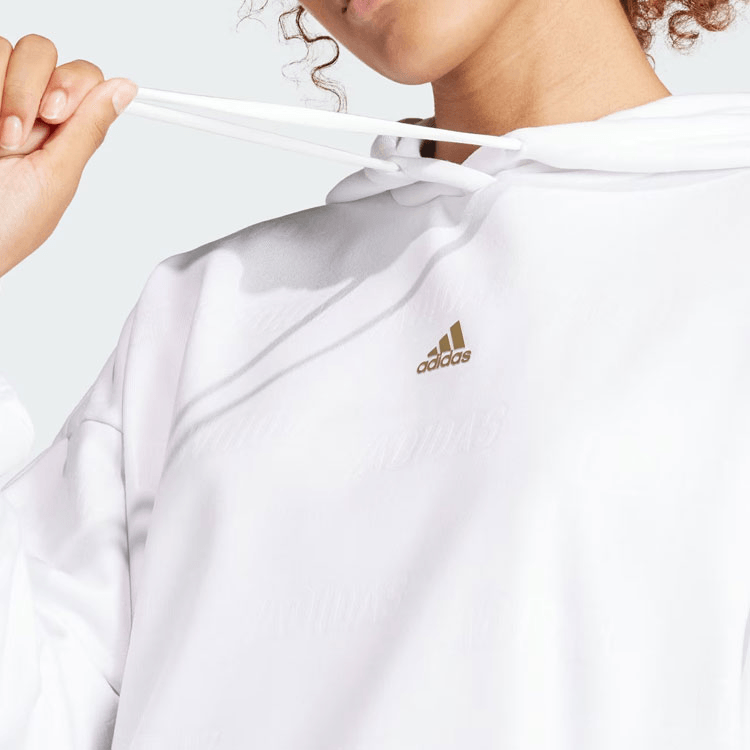 Adidas Embossed Monogram Hoodie White — фото 4