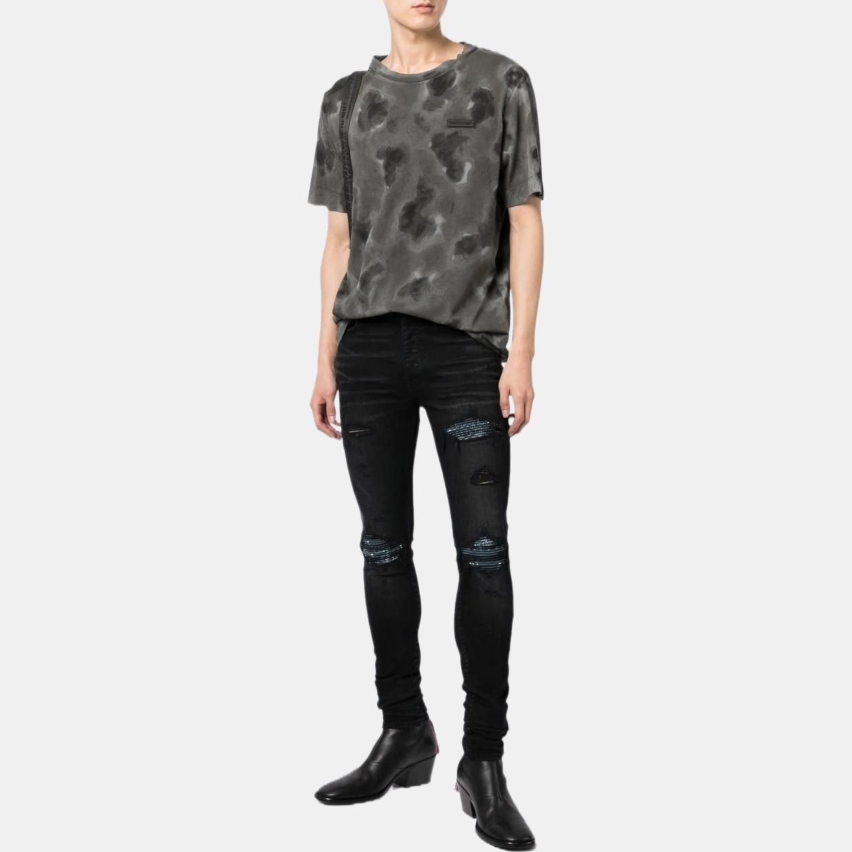 Amiri FW22 Distressed Skinny Jeans Black — фото 1