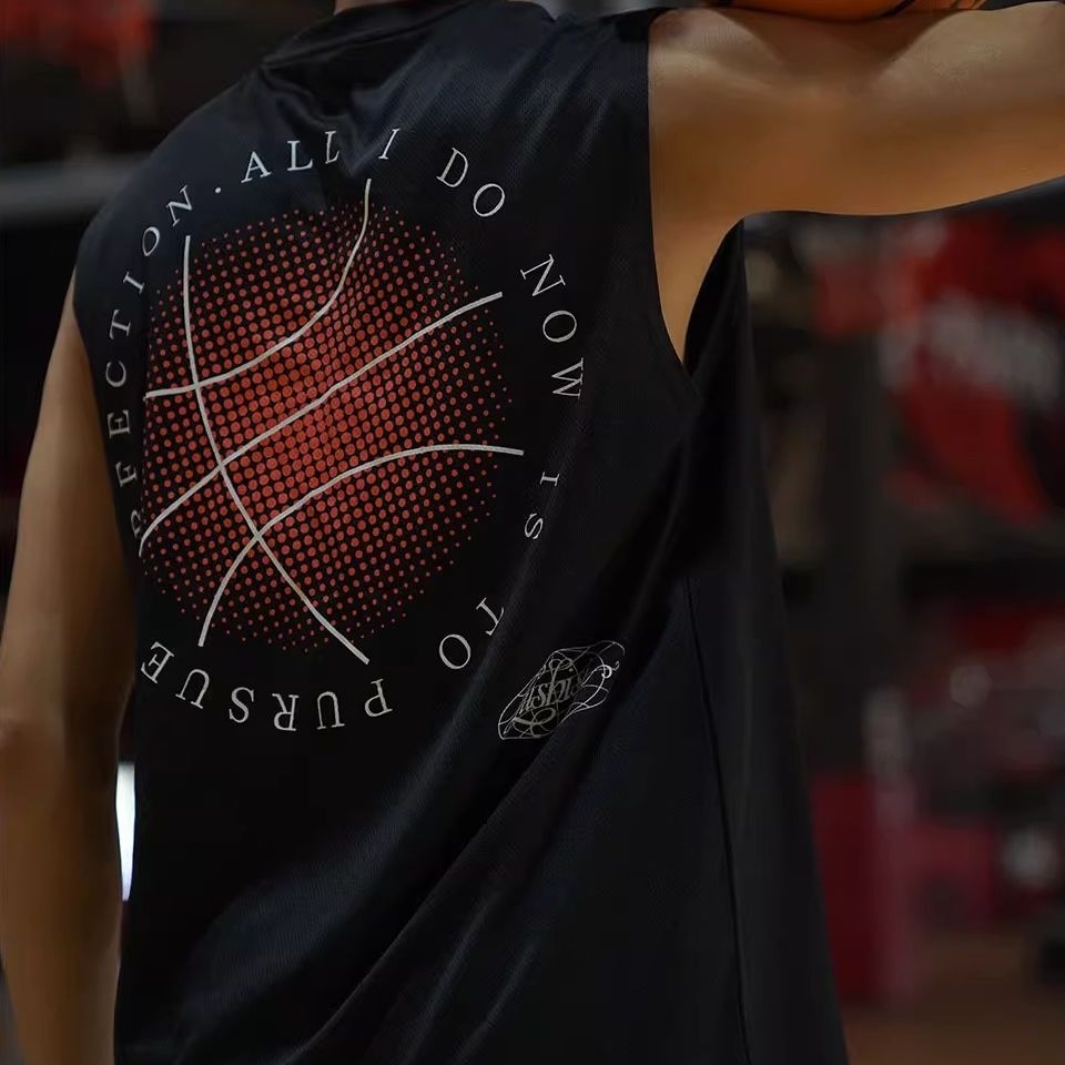 LUSHISI Sunset Loose Fit Basketball Jersey Black — фото 3