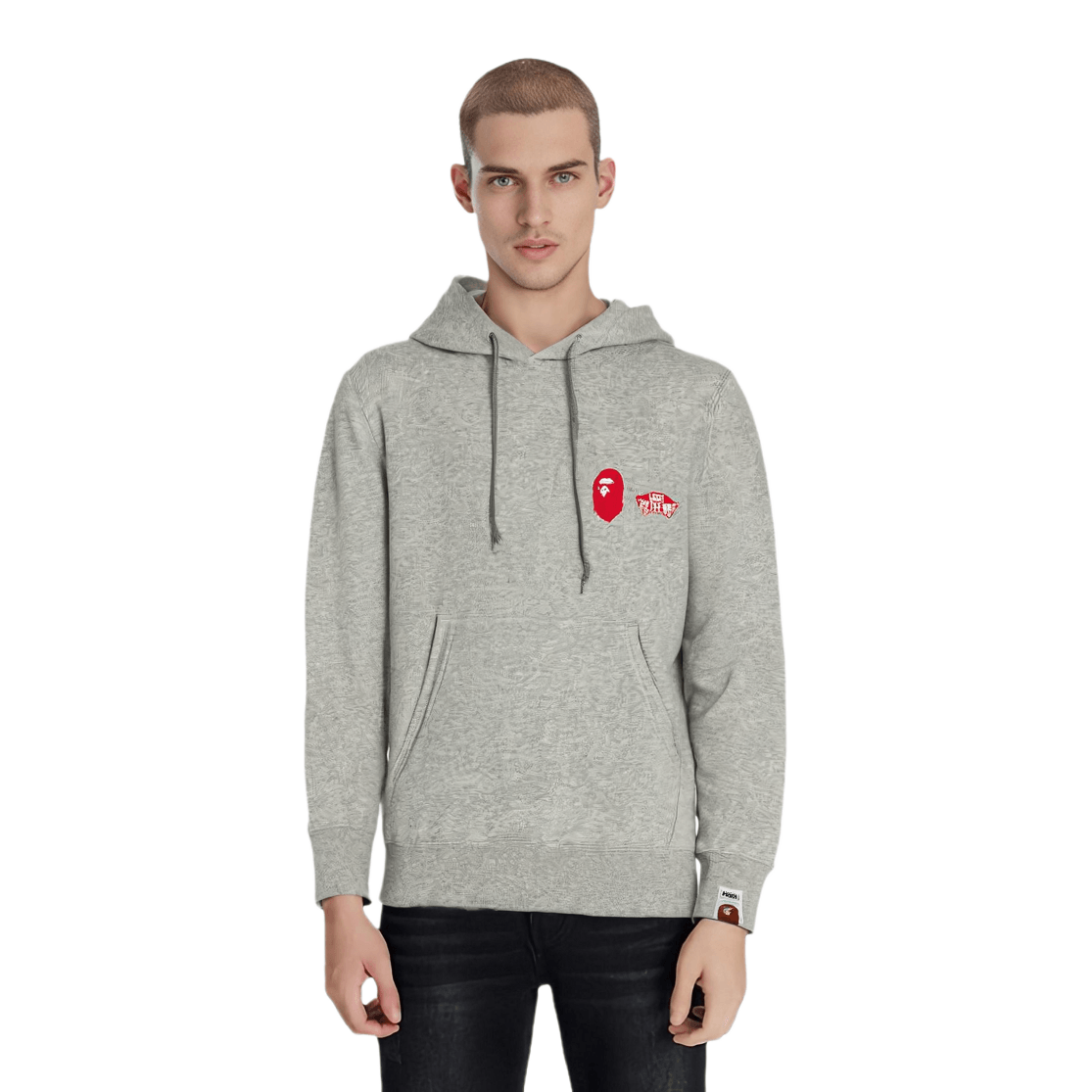 Vans x BAPE Logo Hoodie Grey — фото 2