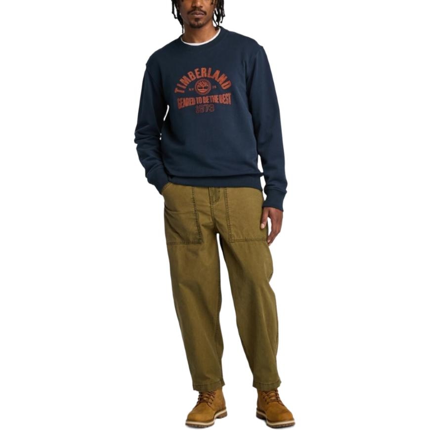Timberland Letter Drop Shoulder Crewneck Sweatshirt Navy — фото 3