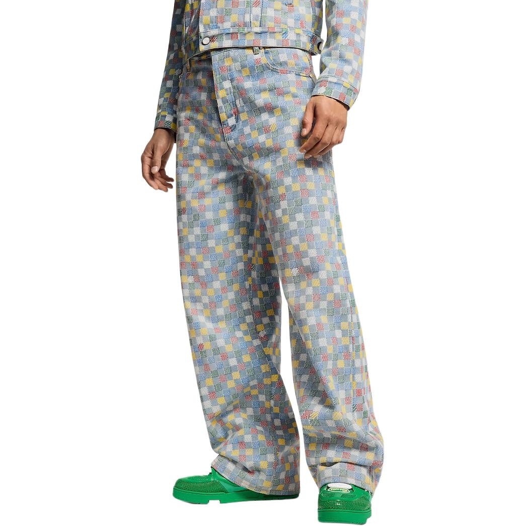 Louis Vuitton SS25 Printed Check Wide Leg Jeans — фото 2