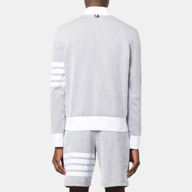 Thom Browne SS23 Classic Four-Bar Crewneck Sweatshirt Light Grey — фото 3