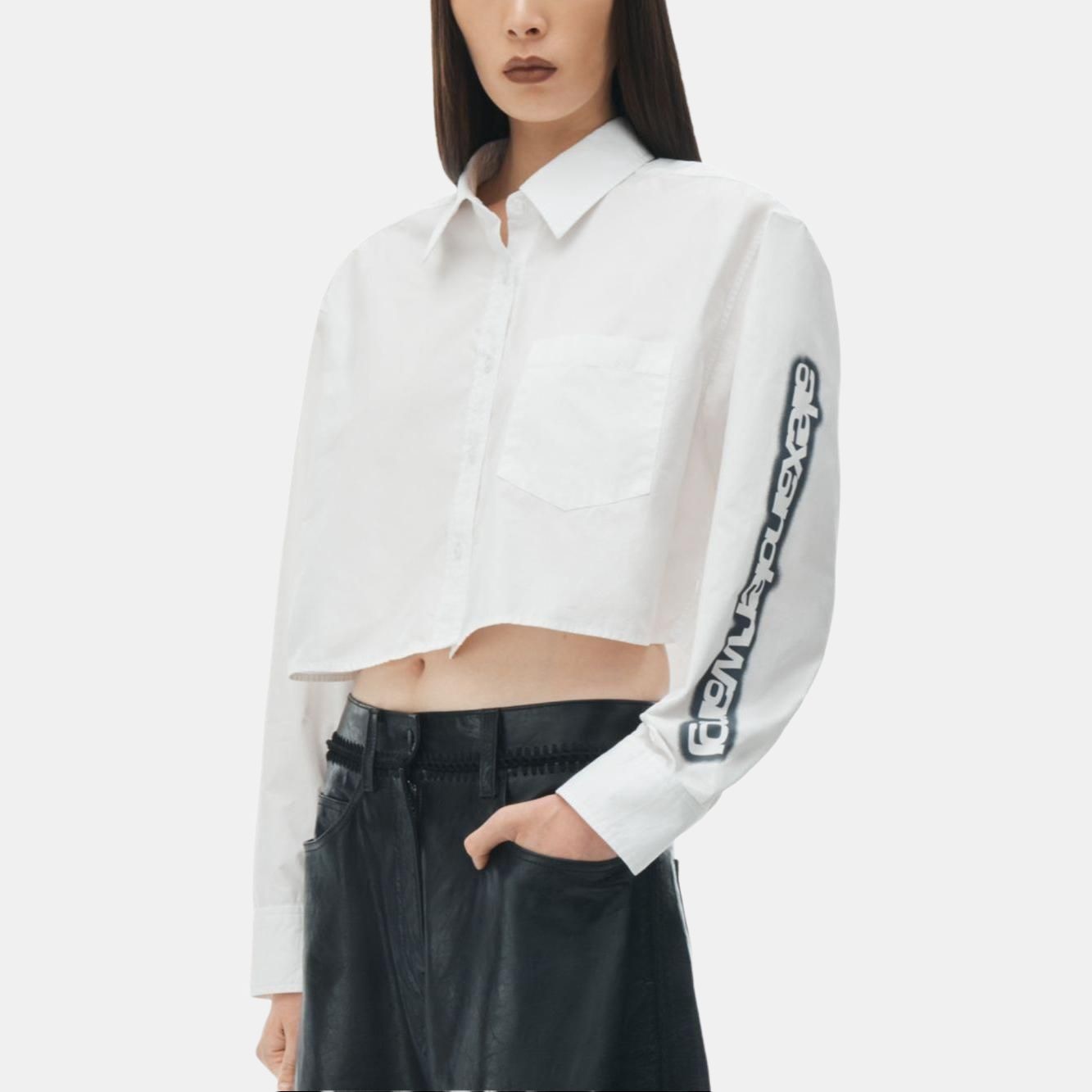Alexander Wang Halo Print Cropped Button-Up Shirt — фото 2