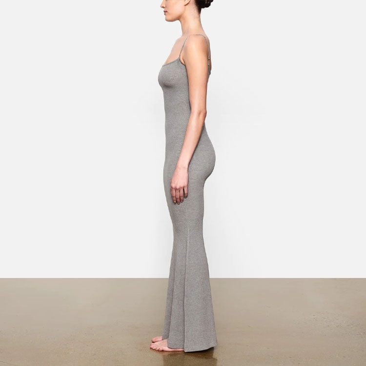 Skims Soft Lounge Long Slip Dress Heather Grey — фото 2