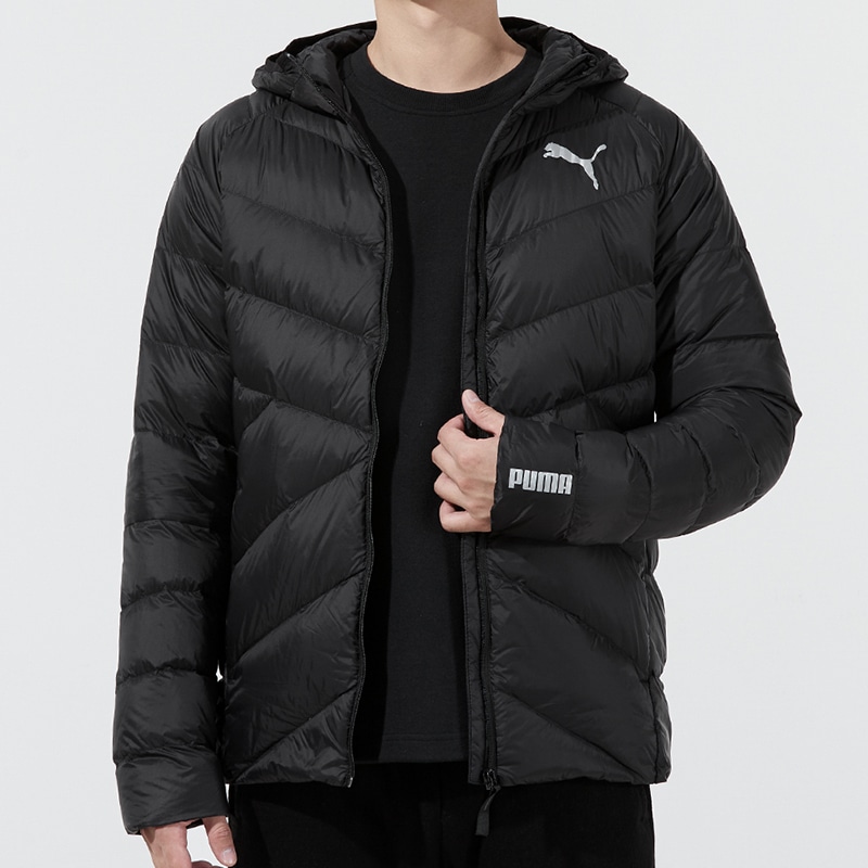 Puma Logo Down Jacket Hoodie Black — фото 2