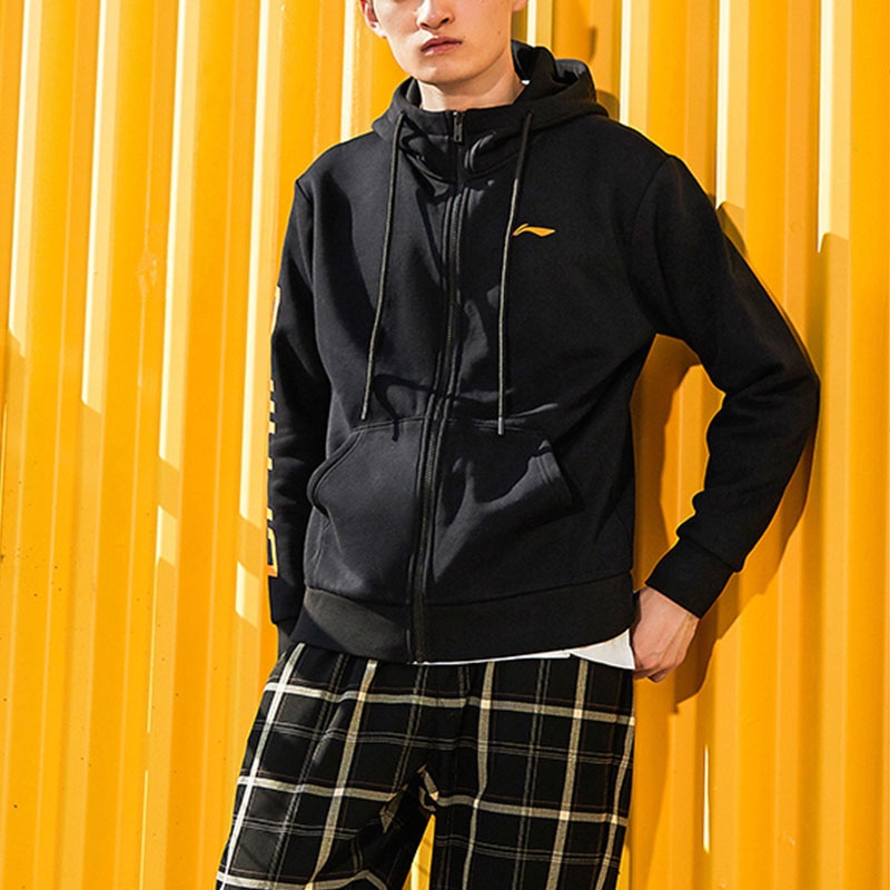 Li-Ning LiNing Logo Print Zip-Up Sweatshirt Black — фото 2