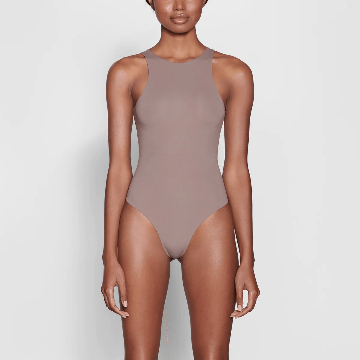 Skims Fits Everybody High Neck Bodysuit Umber — фото 1