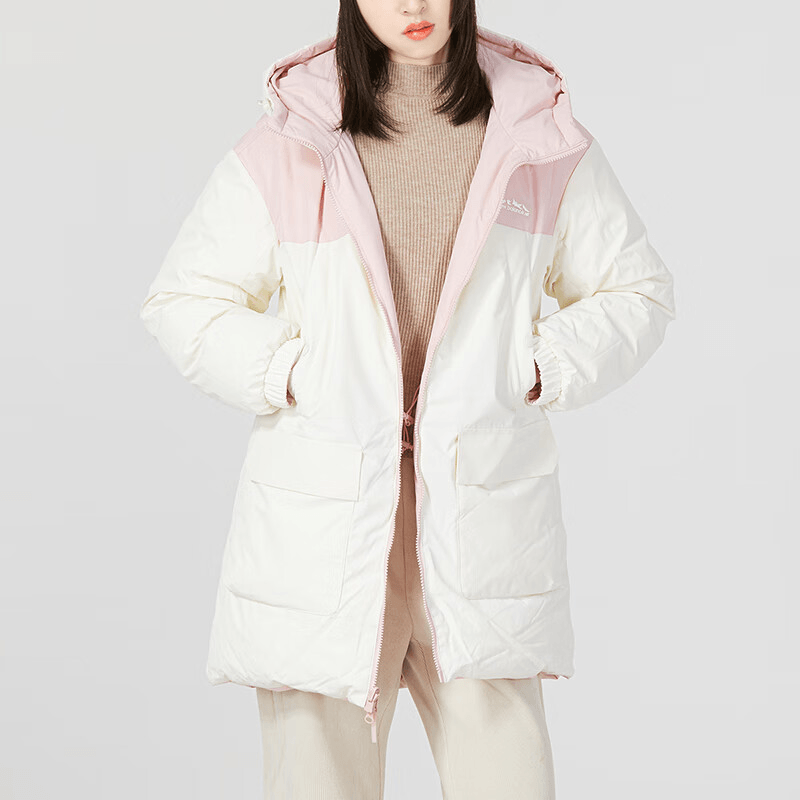 New Balance Colorblock Logo Zip Hoodie Down Jacket White — фото 1