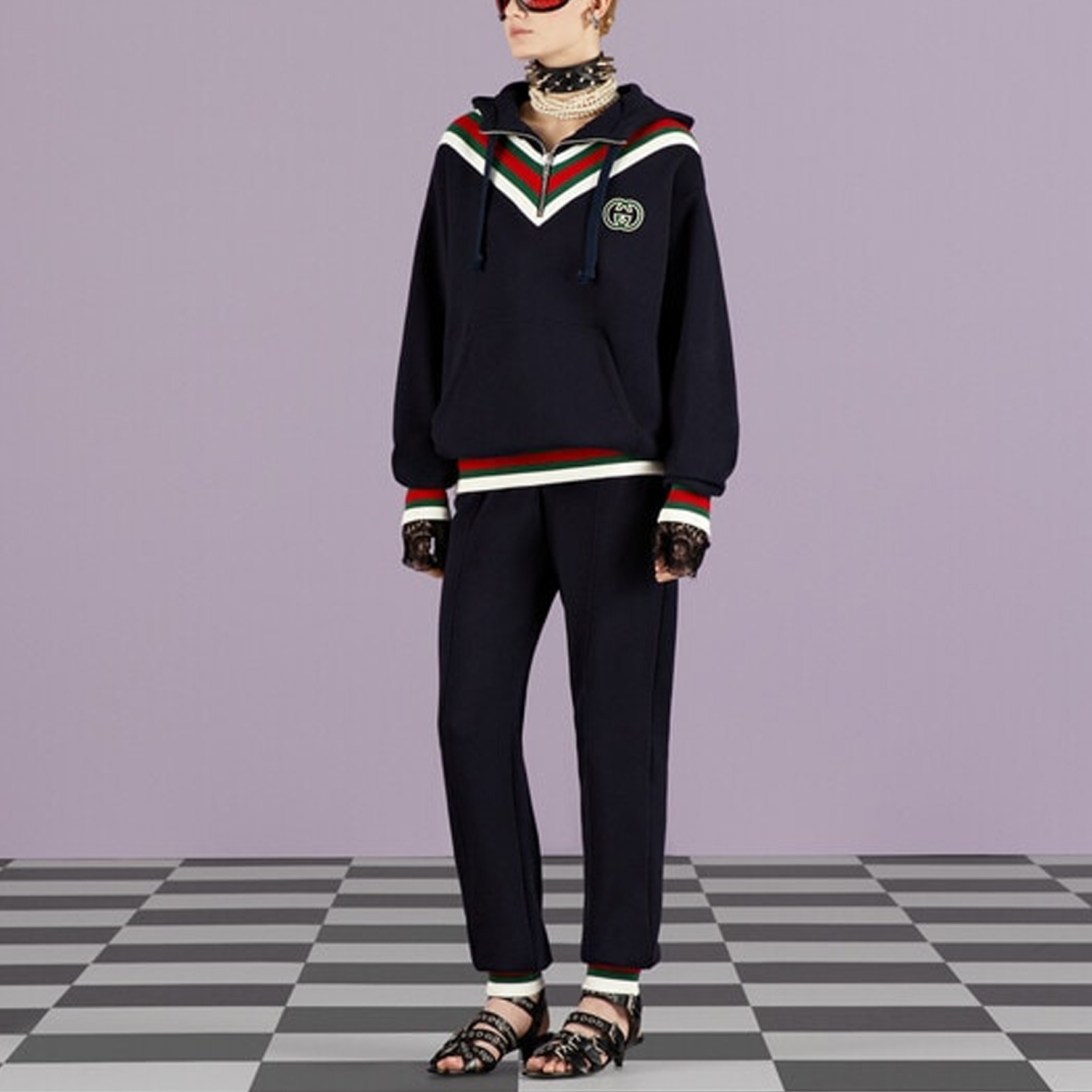 Gucci SS23 Striped Logo Hoodie Navy — фото 9
