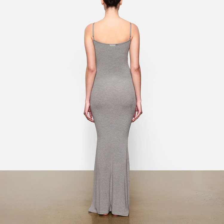 Skims Soft Lounge Long Slip Dress Heather Grey — фото 3