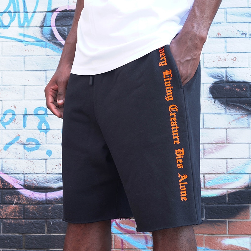 Vlone Classic Gothic Letter Knit Shorts Black Orange — фото 4