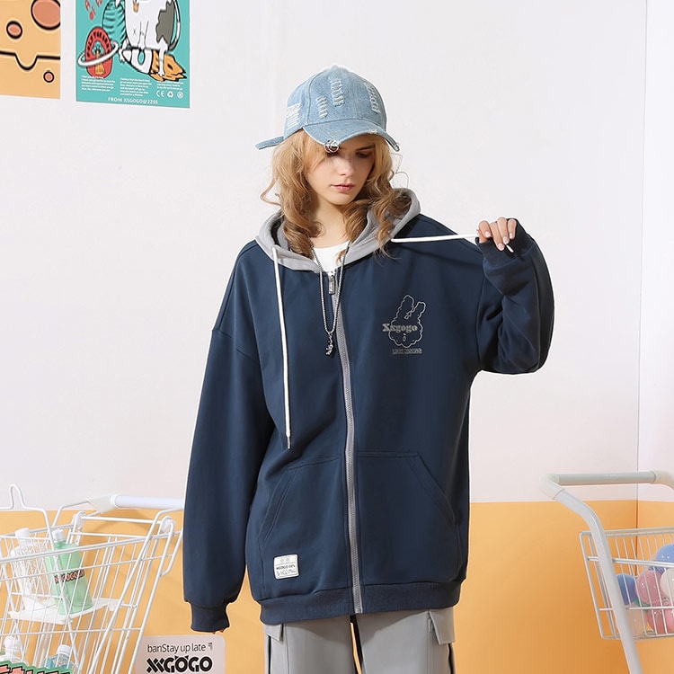 Xxgogo Colorblock Letter Print Hoodie Jacket — фото 7