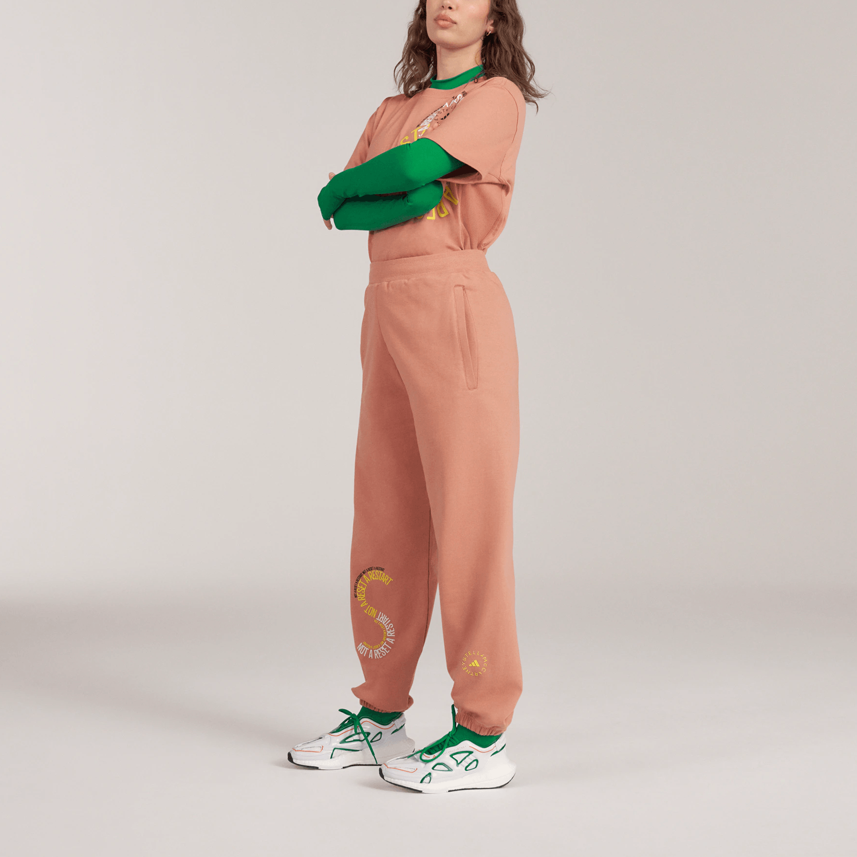 Adidas x Stella McCartney Logo Joggers Orange — фото 3