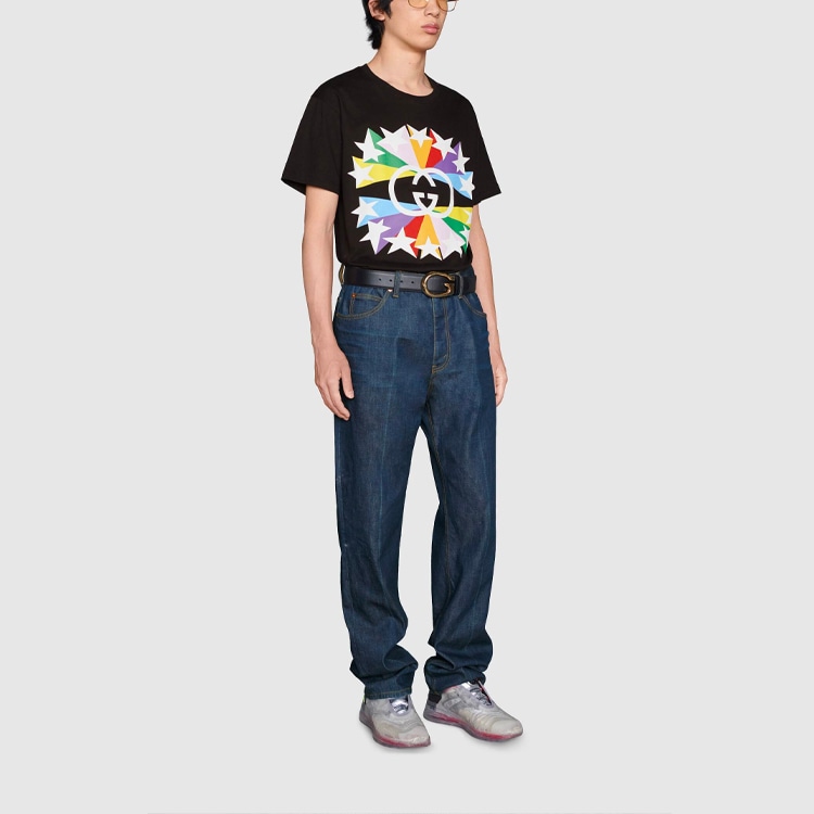 Gucci Interlocking G Star Logo T-Shirt Black — фото 5
