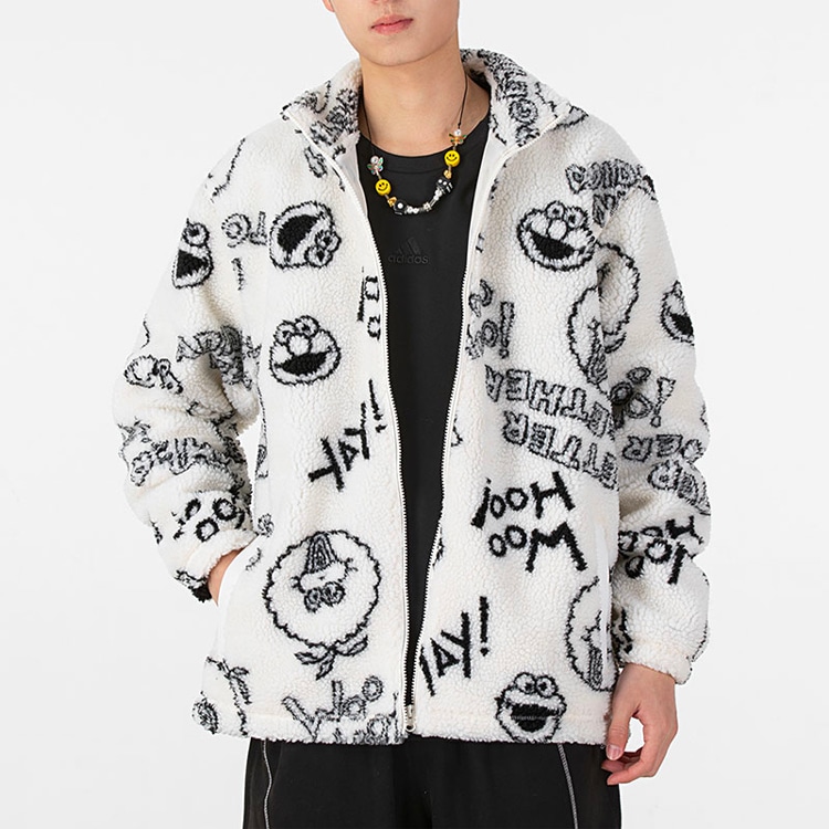 Adidas Neo Sesame Street Collaboration Fleece Jacket White — фото 2