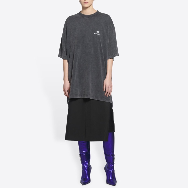 Balenciaga FW21 Logo Print T-Shirt Grey — фото 2
