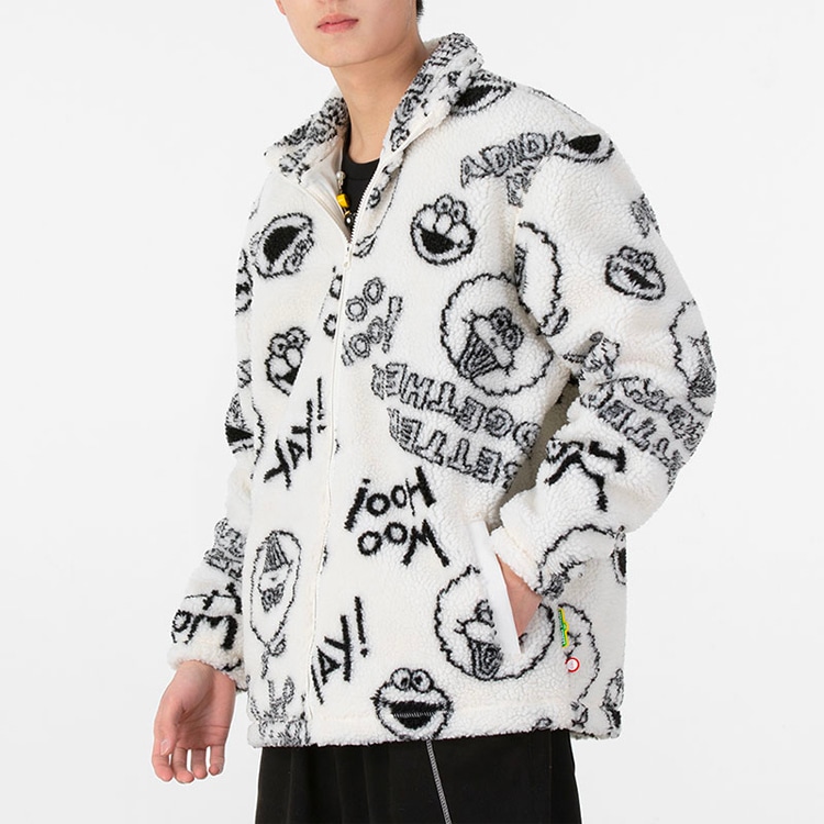 Adidas Neo Sesame Street Collaboration Fleece Jacket White — фото 5