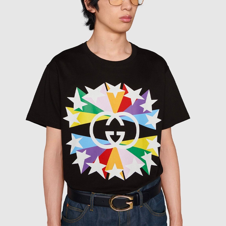 Gucci Interlocking G Star Logo T-Shirt Black — фото 8