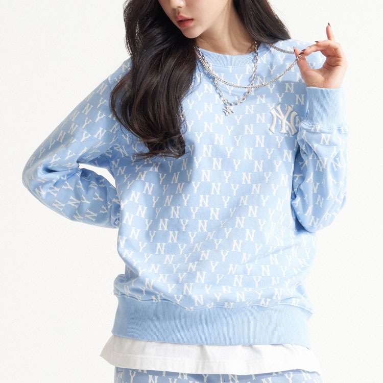 MLB Yankees Logo Crewneck Sweatshirt Light Blue — фото 2