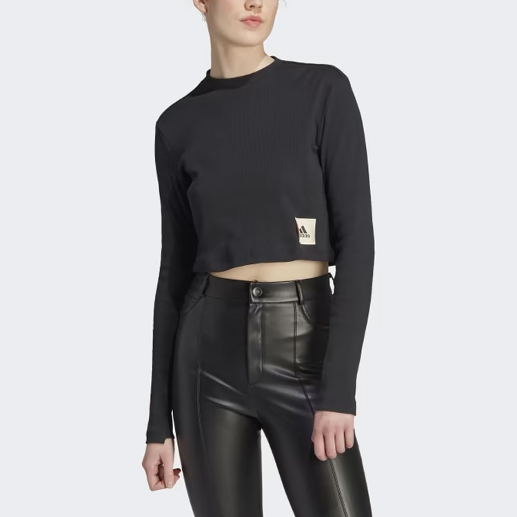 Adidas Lounge Ribbed Crop Long Sleeve Tee LogoT — фото 3