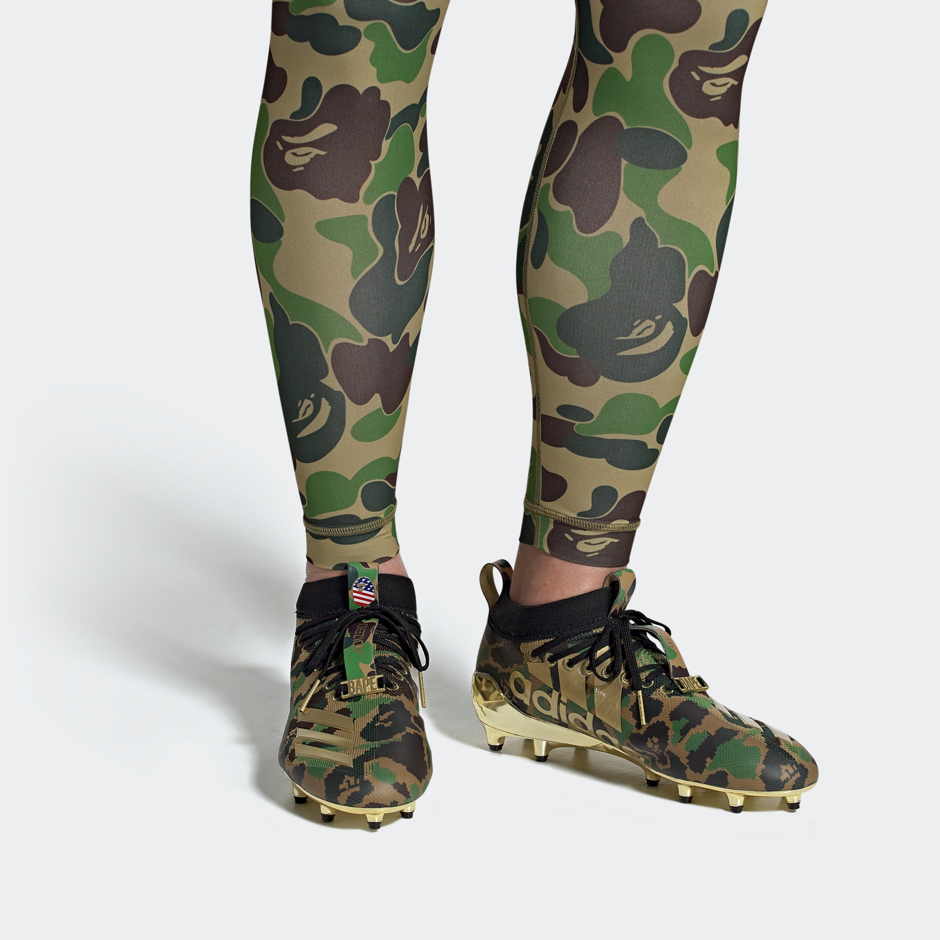 Adidas Bape x adidas Cleats Brown Green — фото 6