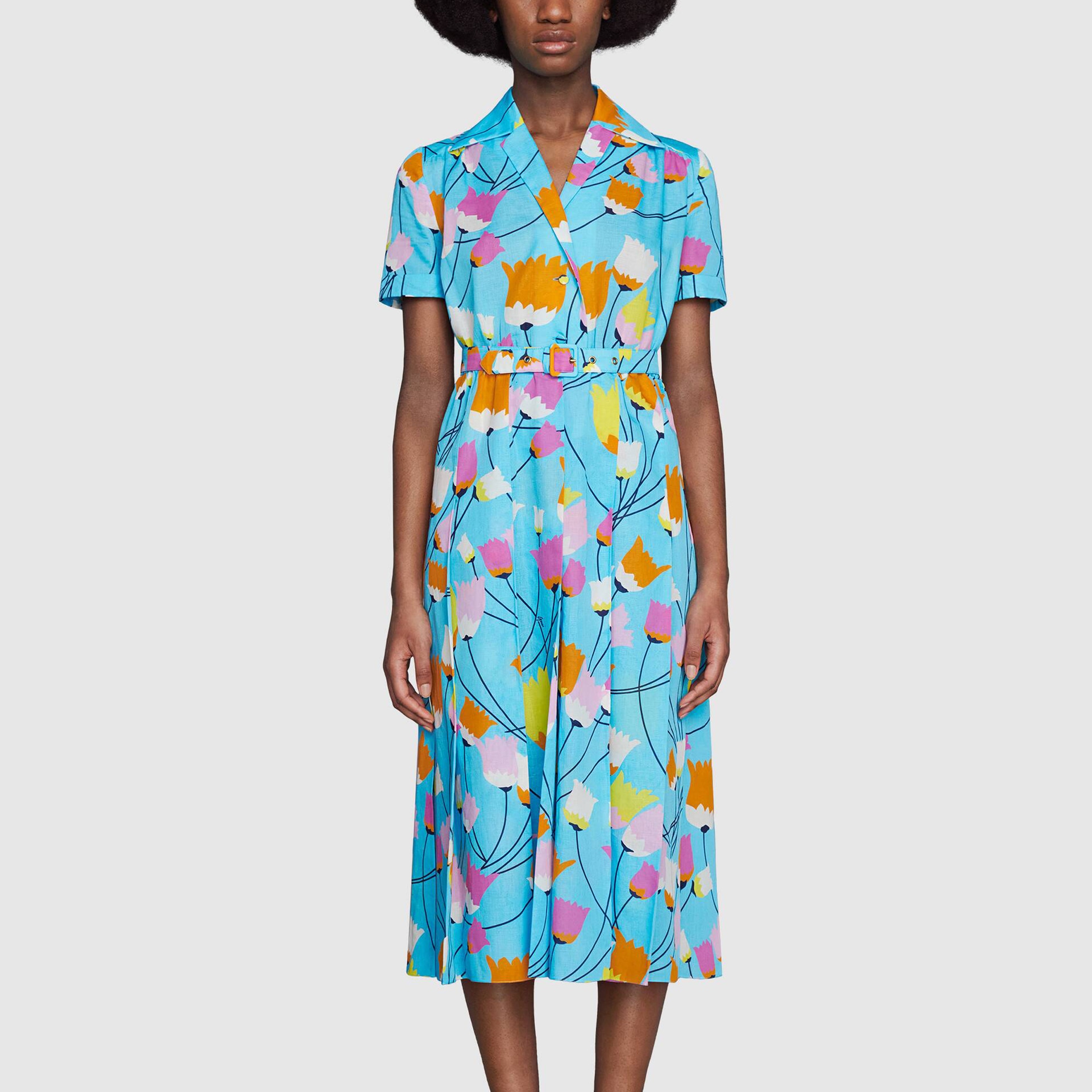 Gucci Tulip Print Dress Blue — фото 9
