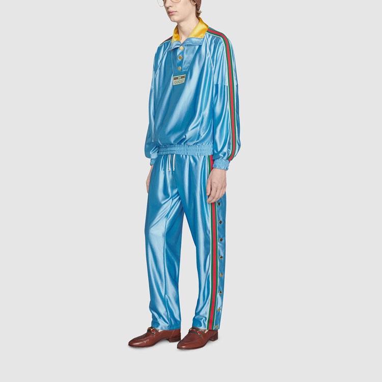 Gucci Striped Logo Long Sleeve Sweatshirt Blue — фото 4