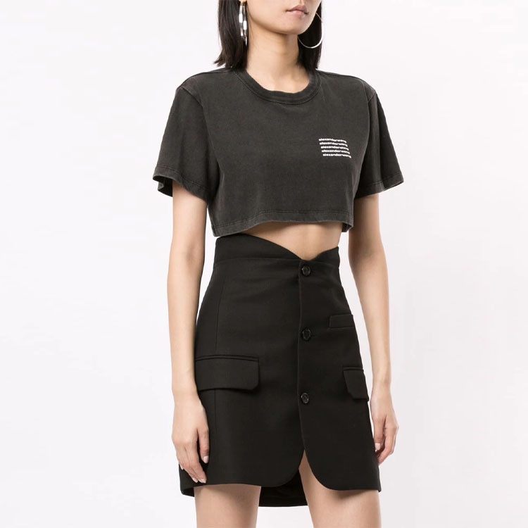 Alexander Wang Logo Cropped T-Shirt Black — фото 3