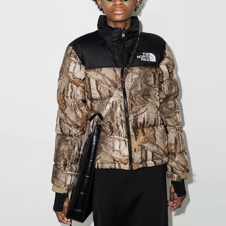 The North Face 1996 Series Leaf Print Down Jacket Brown — фото 3