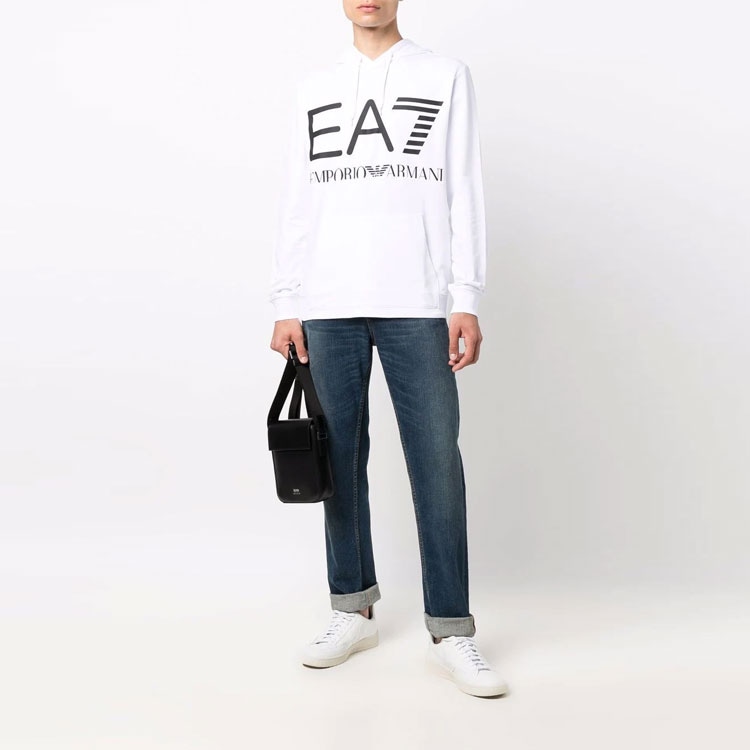 Emporio Armani EA7 Logo Hoodie White — фото 1