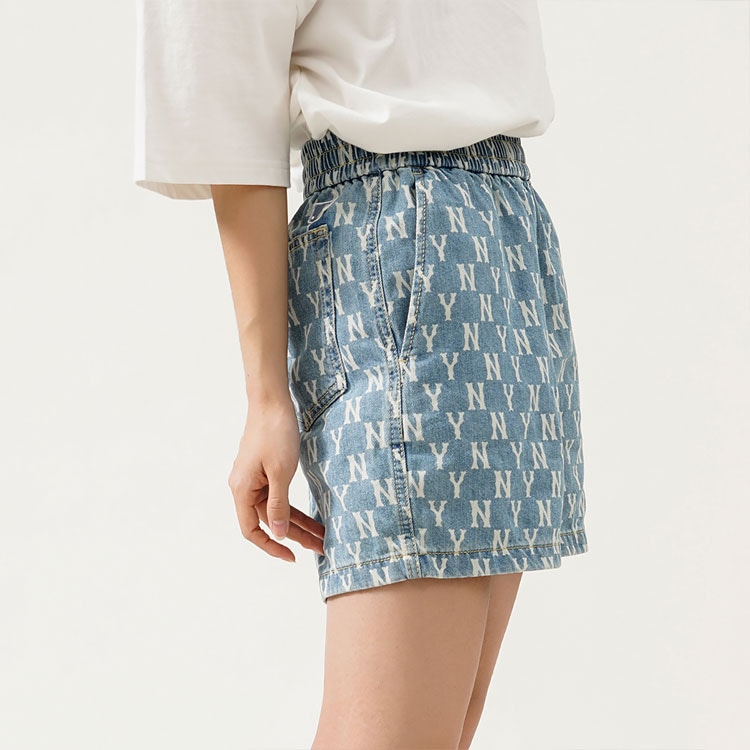 MLB Classic Logo Denim Shorts Light Blue — фото 5