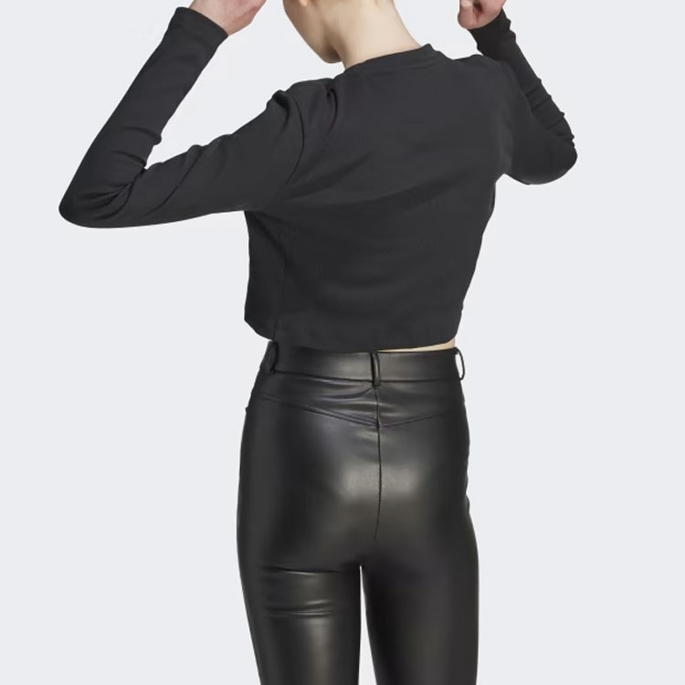 Adidas Lounge Ribbed Crop Long Sleeve Tee LogoT — фото 2