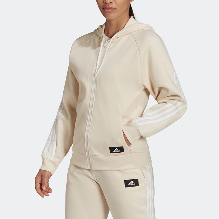 Adidas W Fi 3s Fz Reg Hoodie Beige — фото 4