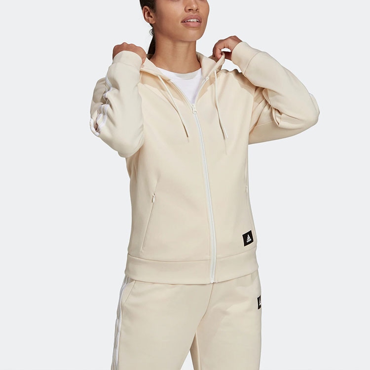 Adidas W Fi 3s Fz Reg Hoodie Beige — фото 2