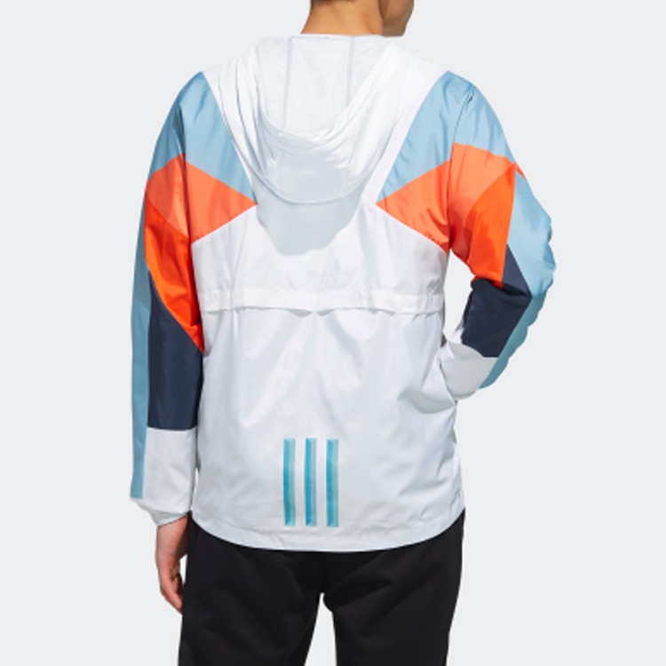 adidas neo Windbreaker Hoodie White Legend Ink Blue — фото 4