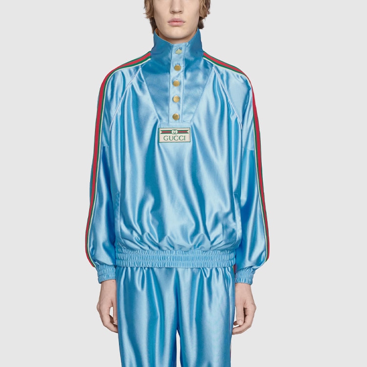 Gucci Striped Logo Long Sleeve Sweatshirt Blue — фото 2