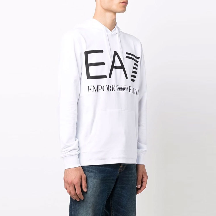 Emporio Armani EA7 Logo Hoodie White — фото 3
