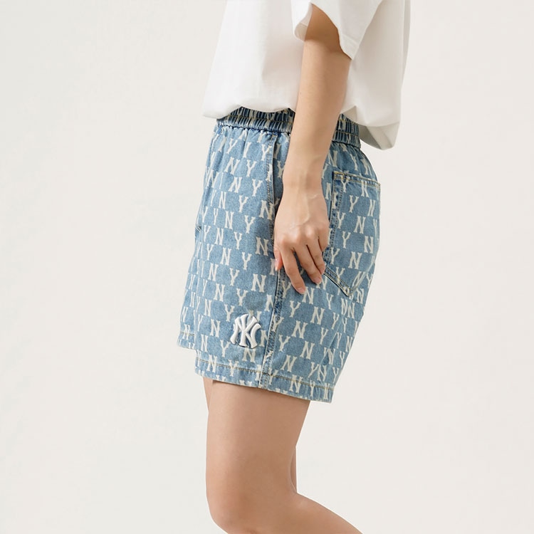 MLB Classic Logo Denim Shorts Light Blue — фото 4
