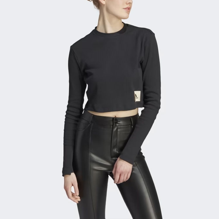 Adidas Lounge Ribbed Crop Long Sleeve Tee LogoT — фото 1