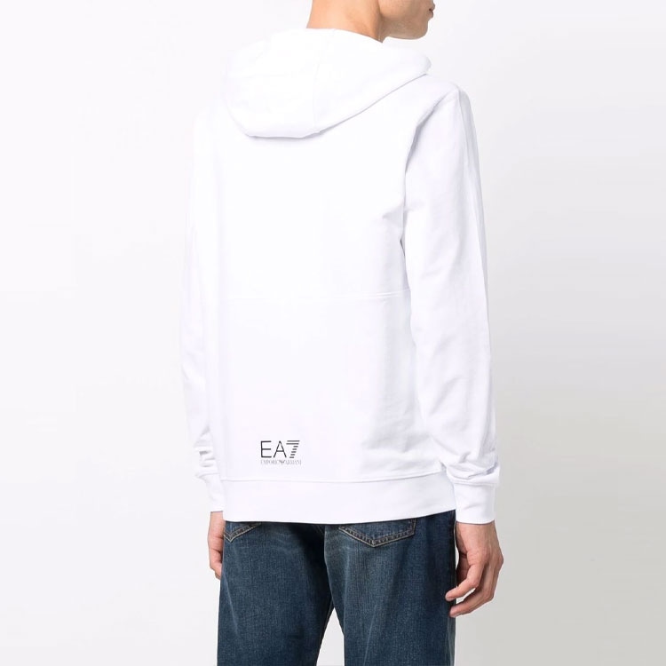 Emporio Armani EA7 Logo Hoodie White — фото 2