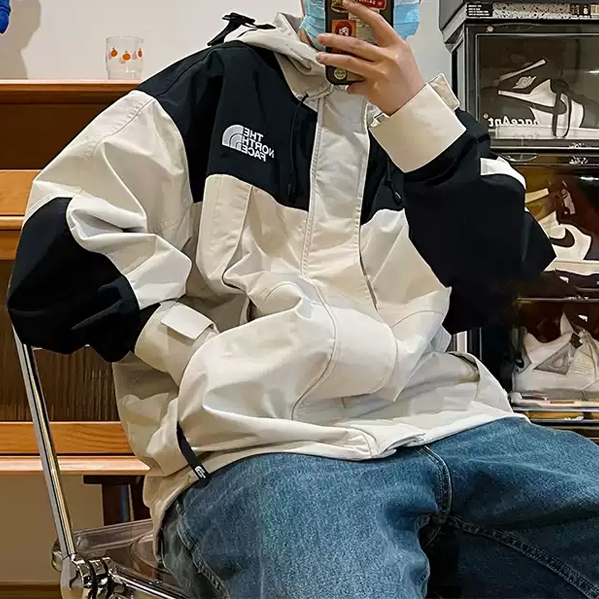 The North Face Logo Zip Hoodie Jacket Beige — фото 3