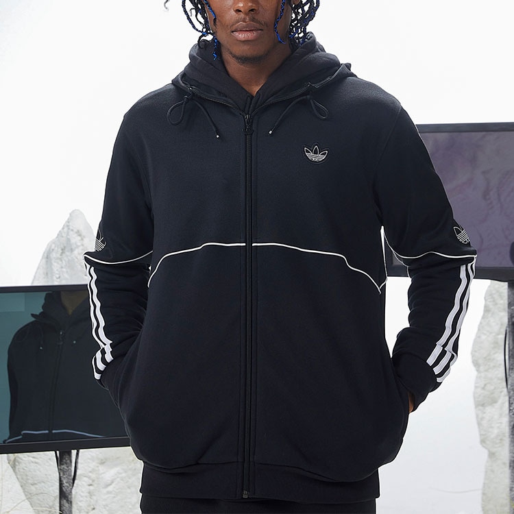 Adidas Originals Logo Hoodie Jacket Black — фото 4