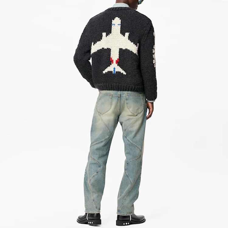 Louis Vuitton FW21 Classic Airplane Crewneck Sweater Grey — фото 1