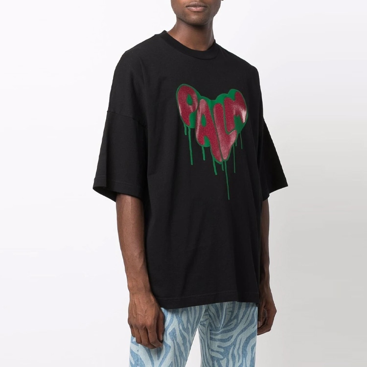 Palm Angels Heart Print T-Shirt Black — фото 3